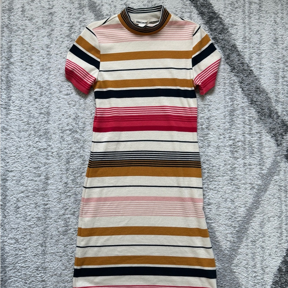 Billabong Pink and Black Sheath Knit Midi Dress